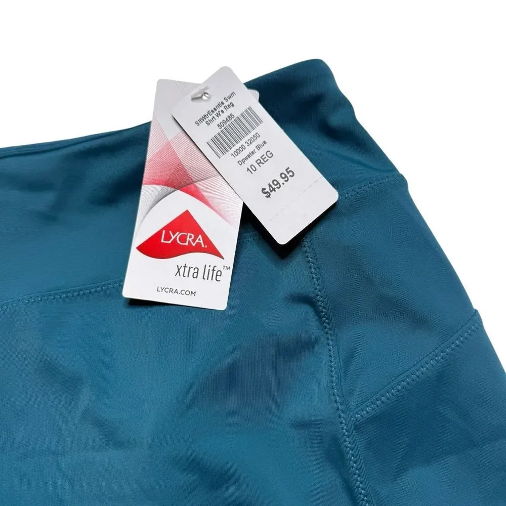 NWT LL Bean UPF 50+ UV Protection Lycra Swim Shorts Athletic Deepwater Blue 10